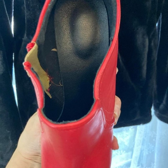 Red High Heel Ankle Boots - Picture 6 of 6